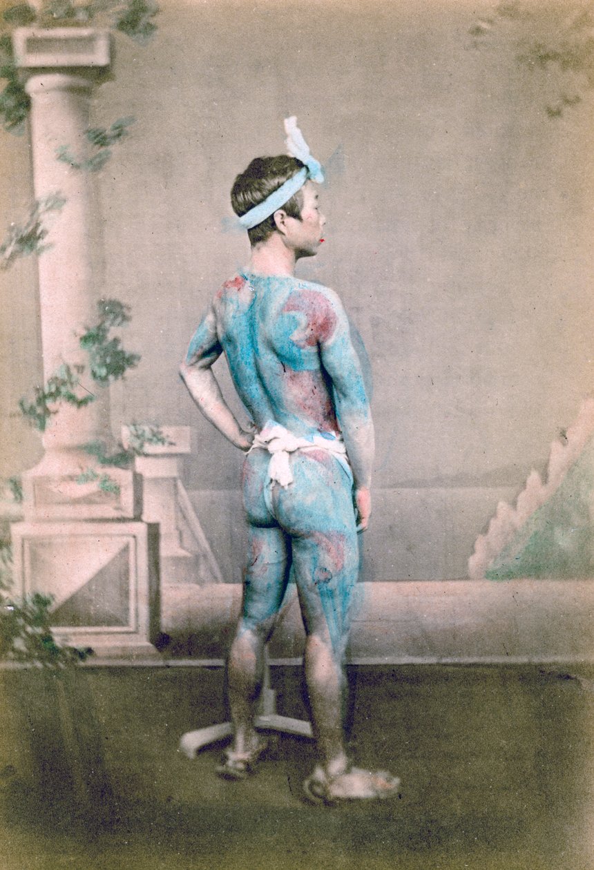 Tätowierter japanischer Bräutigam betto, Japan, 1882 von Felice Beato