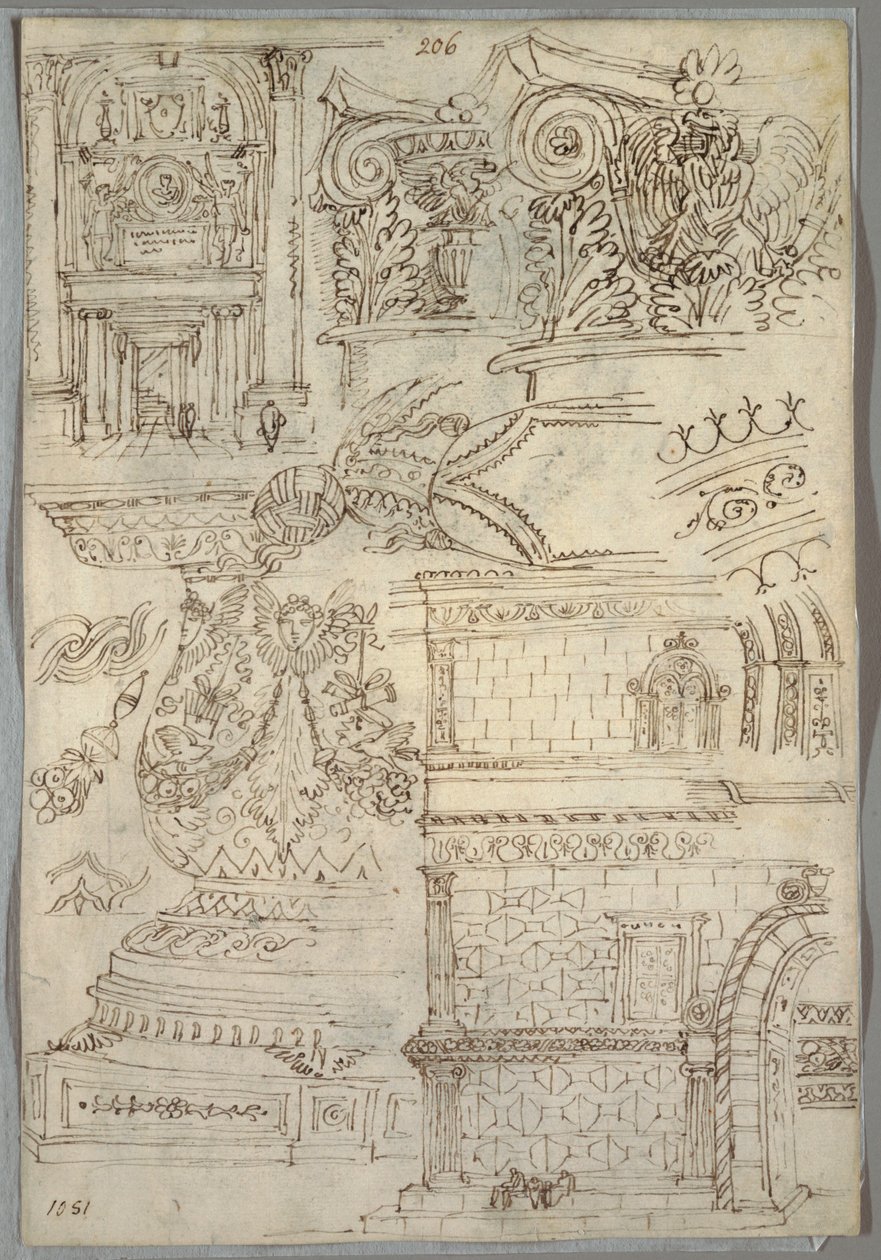 Dekorative Studie; Verso: Anatomische Studie von Felice Giani