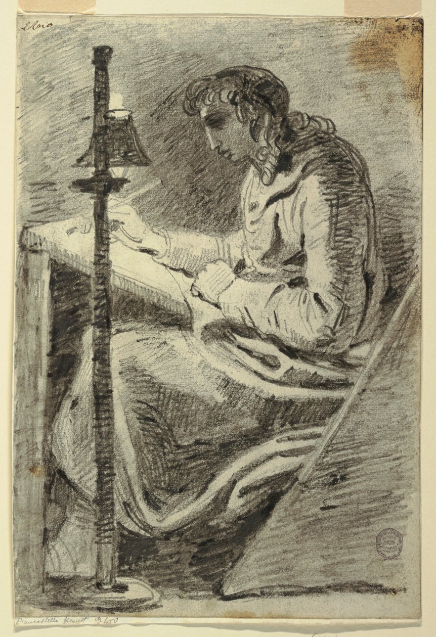 Ein Künstler zeichnet bei Lampenlicht, 1800–1820 von Felice Giani