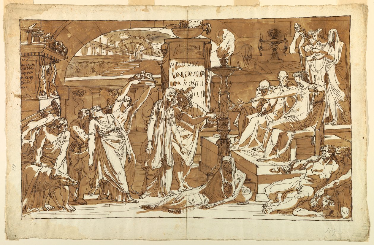 Hades; Persephone in der Unterwelt (Opfergabe an Proserpina) von Felice Giani
