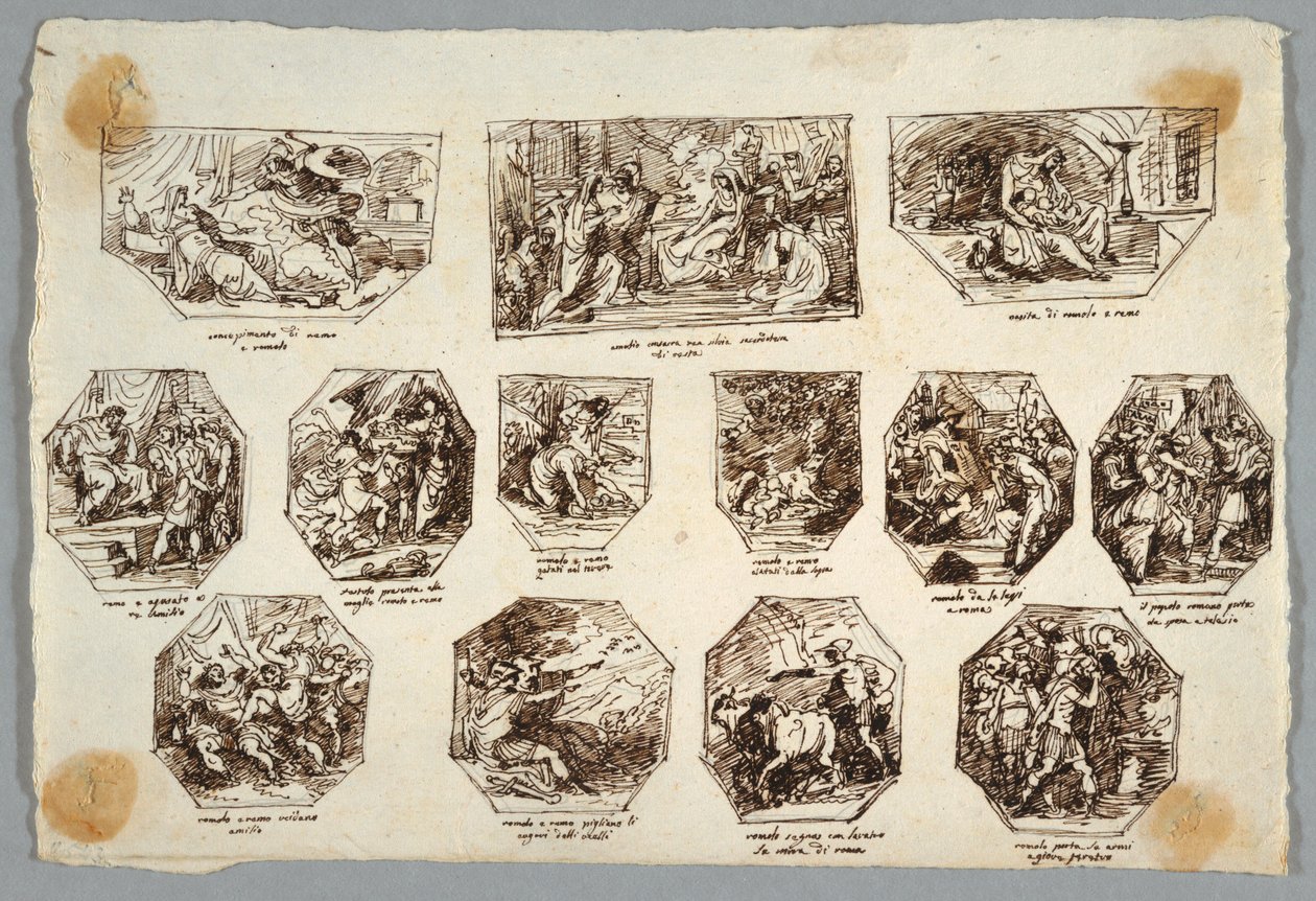 Romulus und Remus, Dreizehn Gemälde für die Sala delle Origini di Roma, Faenza von Felice Giani
