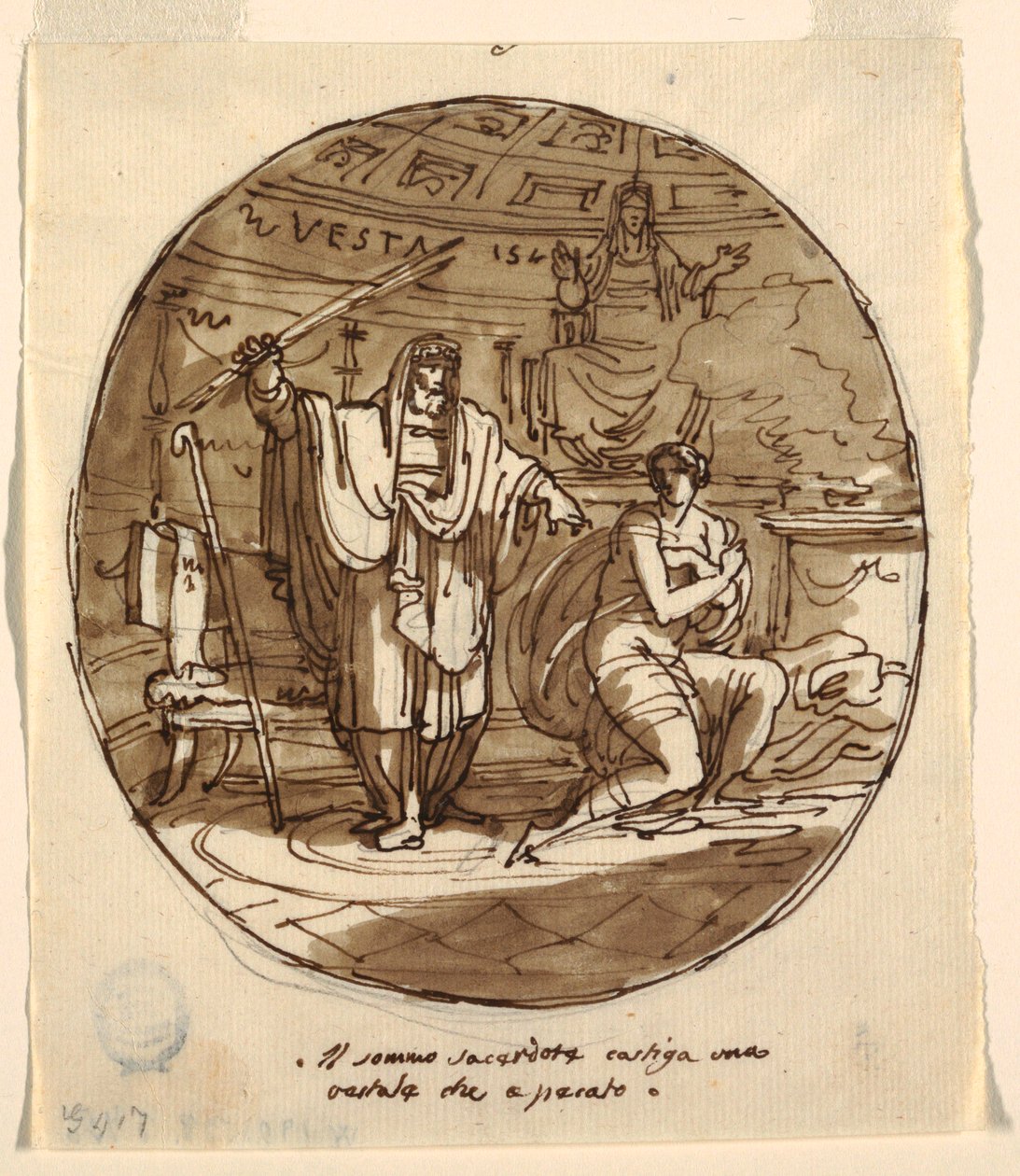 Der Hohepriester bestraft eine Vestalin, Sala di Numa Pompilius, Palazzo Milzetti, Faenza von Felice Giani