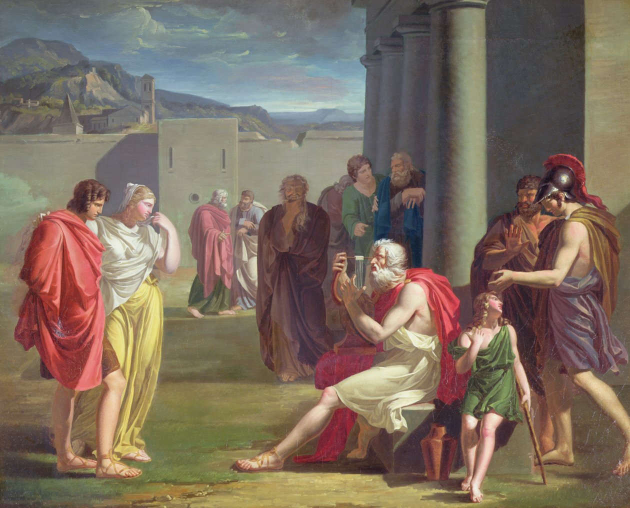 Homer singt mit seiner Lyra, frühes 19. Jahrhundert von Felix Boisselier