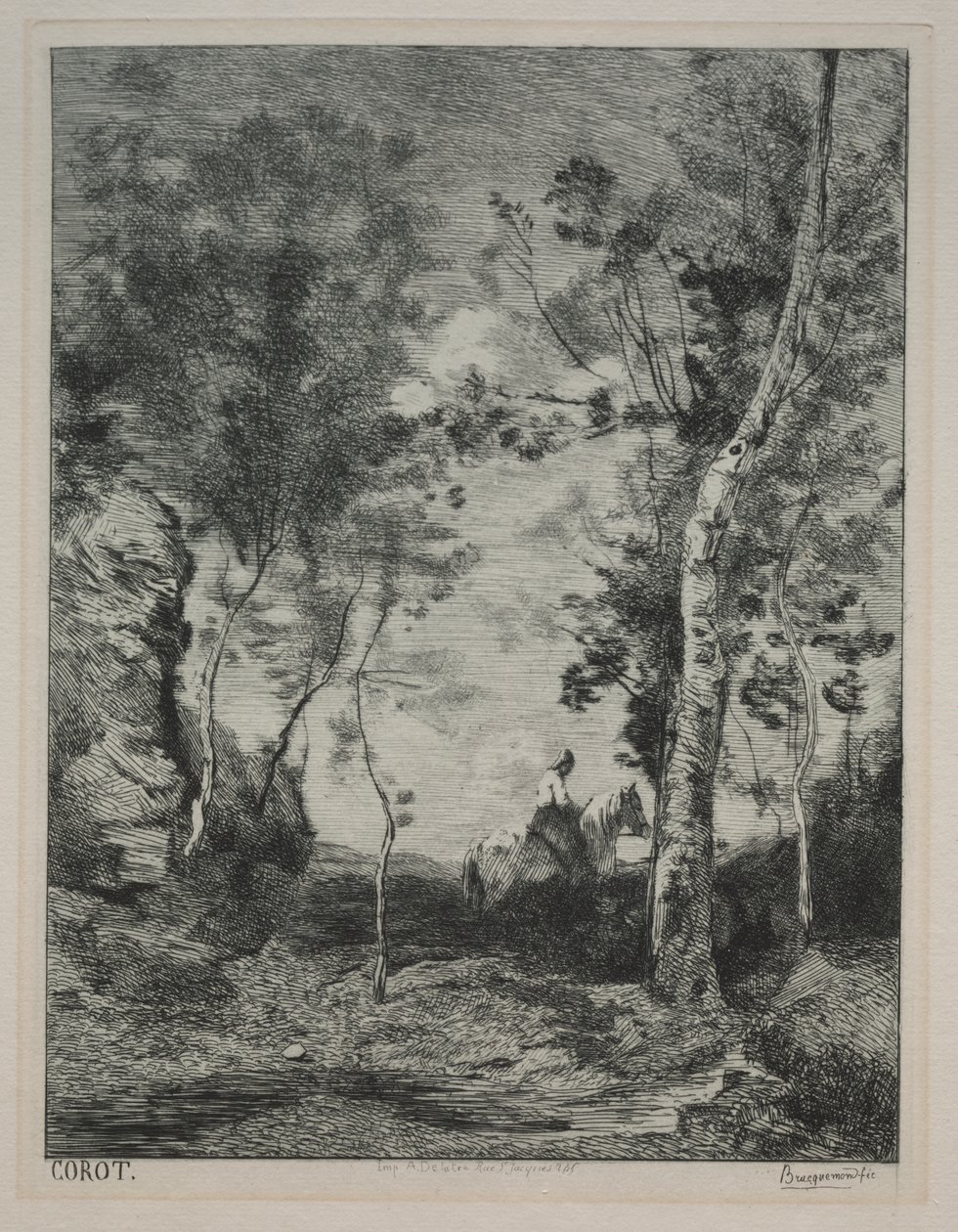 Landschaft oder Das weiße Pferd, nach Corot von Felix Bracquemond