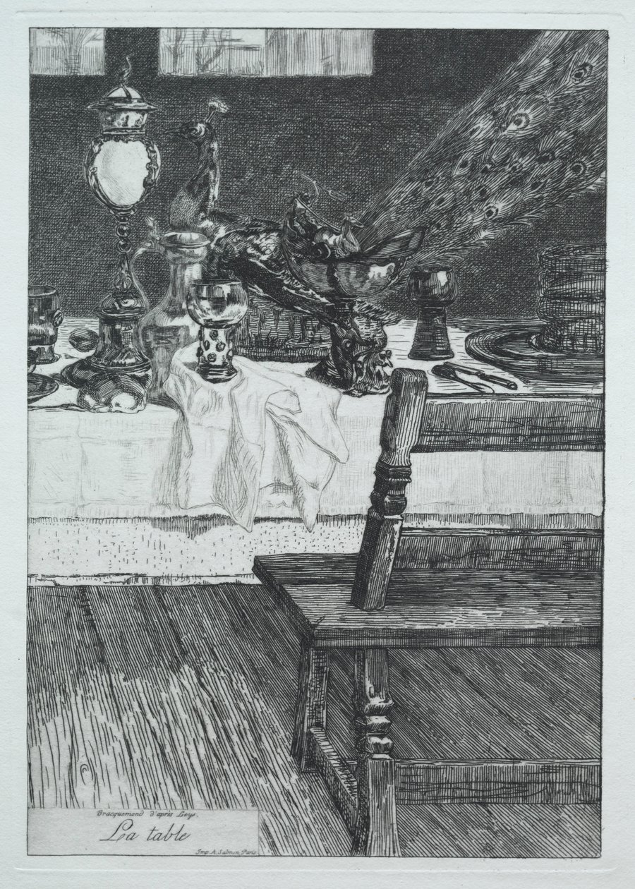 Der Tisch, nach H. Leys, 1868 von Felix Bracquemond
