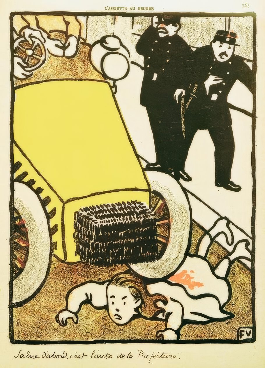 Zuerst grüßen, es ist das Auto der Präfektur! von Felix Edouard Vallotton