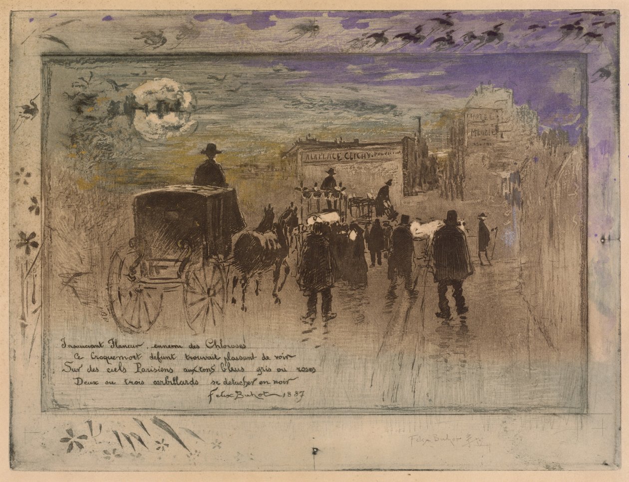 Trauerzug auf dem Boulevard de Clichy von Felix Hilaire Buhot