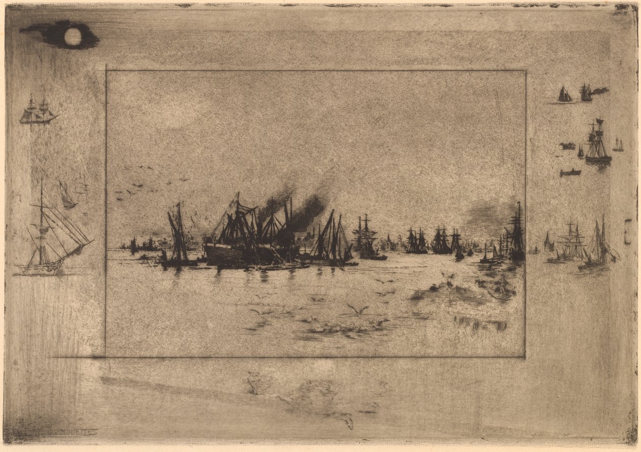 Le Port aux Mouettes Hafen mit Möwen, 1886 von Felix Hilaire Buhot