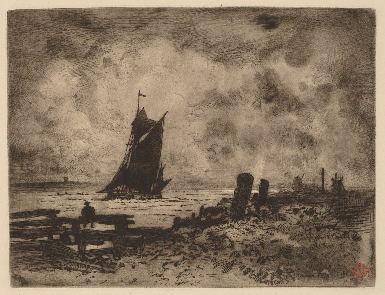 Marine: Erinnerung an Medway von Felix Hilaire Buhot