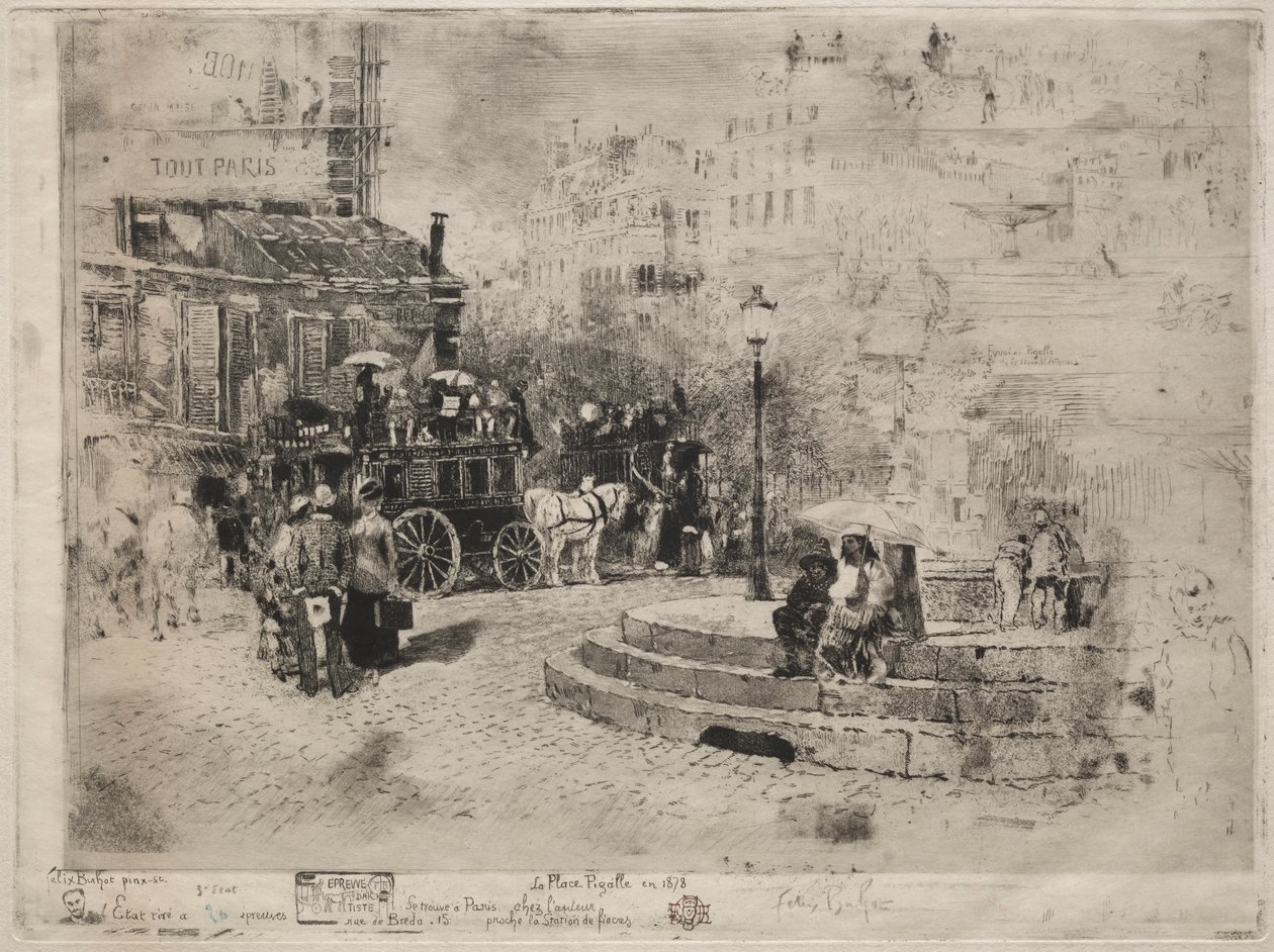 Place Pigalle im Jahr 1878 von Felix Hilaire Buhot
