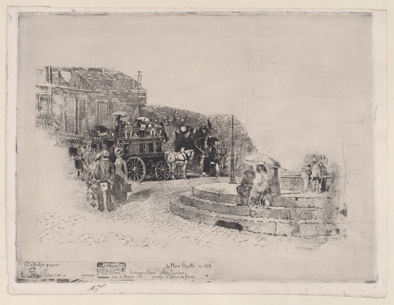 Place Pigalle im Jahr 1878 von Felix Hilaire Buhot