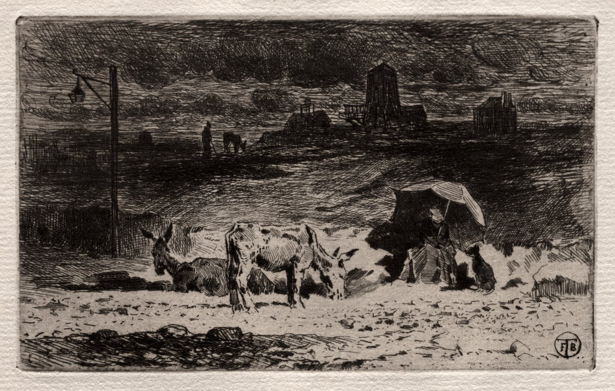 Die Esel am Hügel der Cailles von Felix Hilaire Buhot
