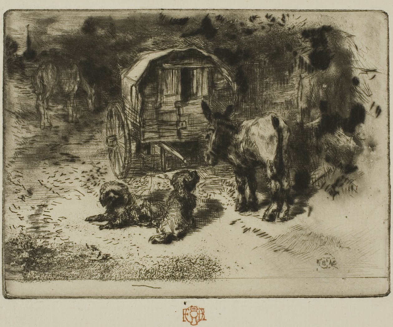 Die Wächter des Hauses oder die Begleiter des Akrobaten von Felix Hilaire Buhot