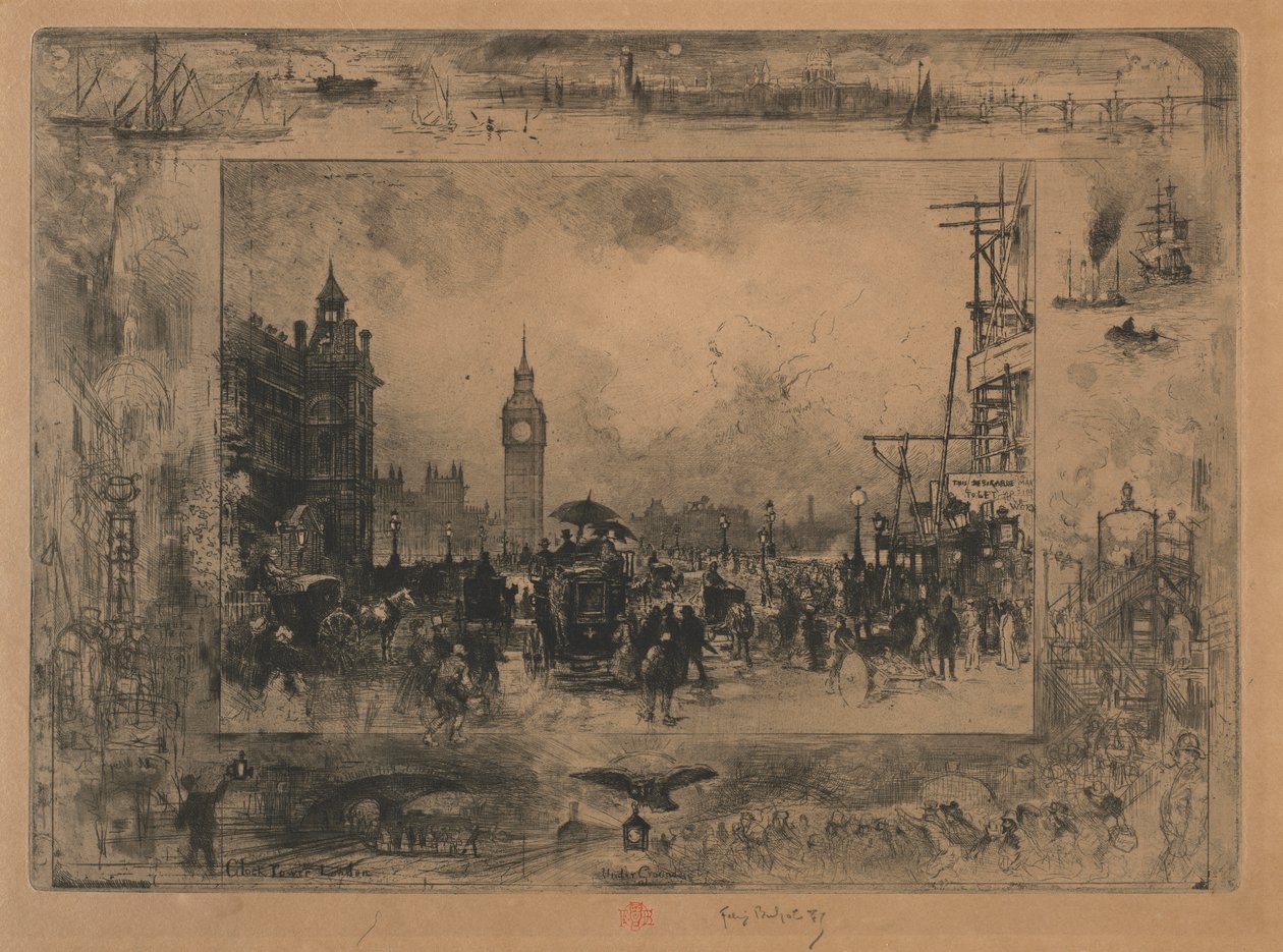 Westminster-Brücke oder Westminster-Turm von Felix Hilaire Buhot