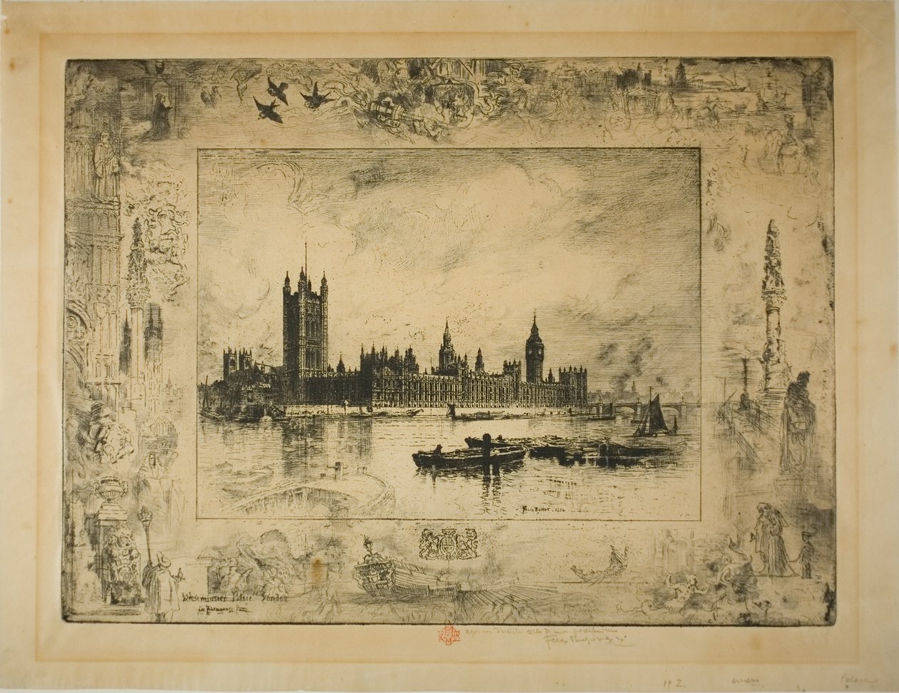 Westminster Palace, London von Felix Hilaire Buhot
