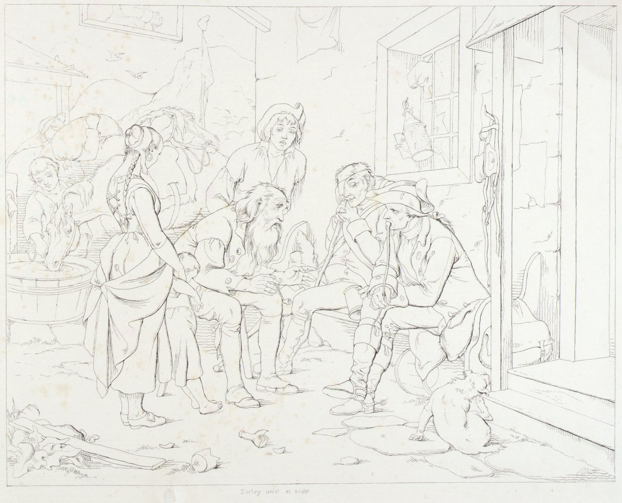 Rip Van Winkle, Illustration: Rip erzählt seine fabelhafte Geschichte von Felix Octavius Carr Darley