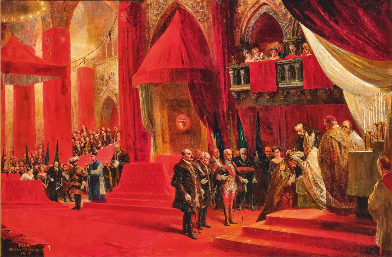 Die Krönung von Kaiser Karl I. von Österreich als König Karl IV. von Ungarn, 1917 von Felix Schwormstadt
