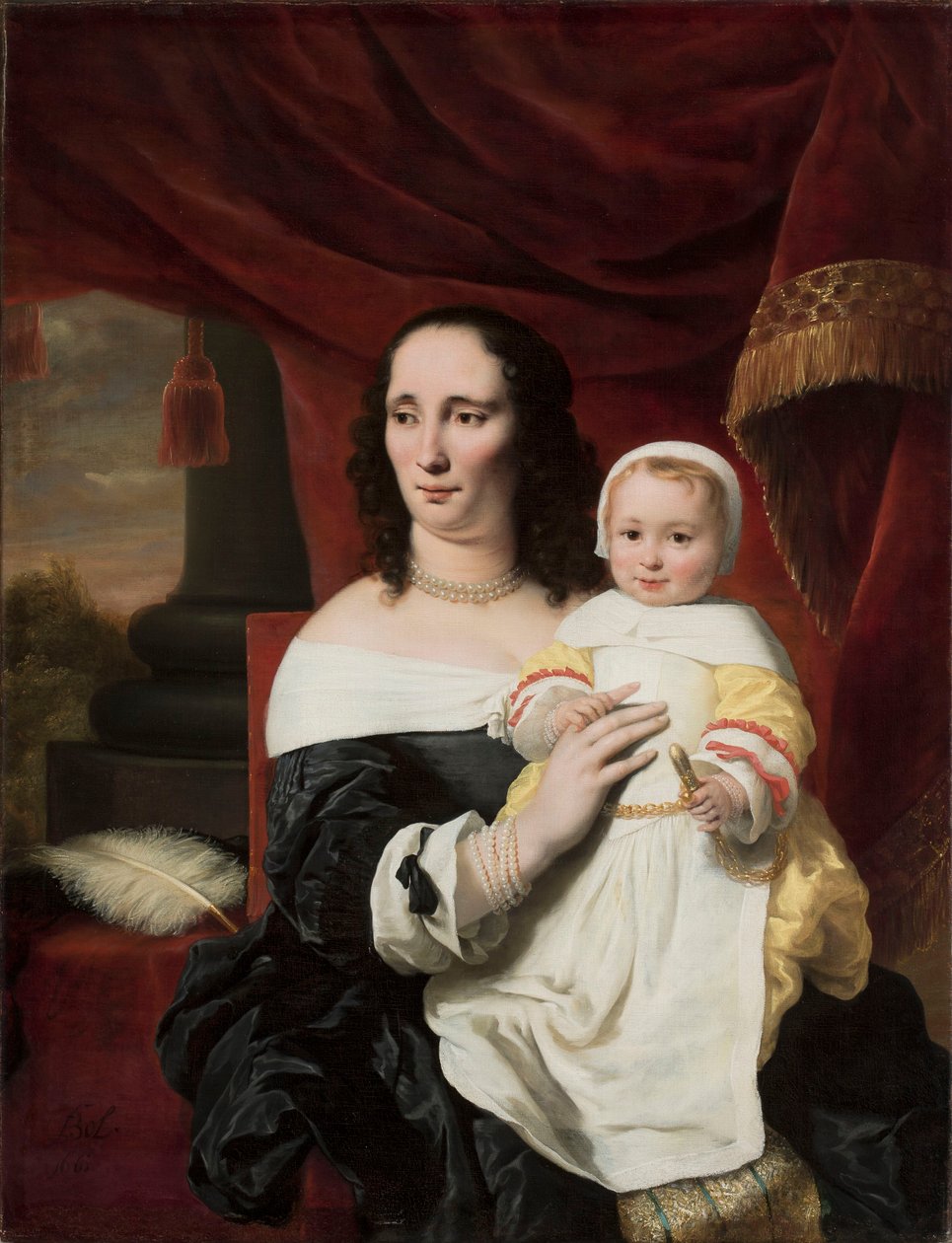 Porträt von Johanna de Geer-Trip mit Tochter Cecilia von Ferdinand Bol