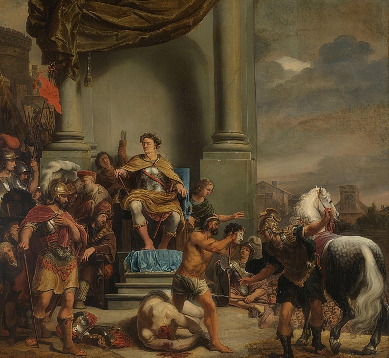 Titus Manlius Imperiosus Torquatus ordnet die Enthauptung seines Sohnes an von Ferdinand Bol
