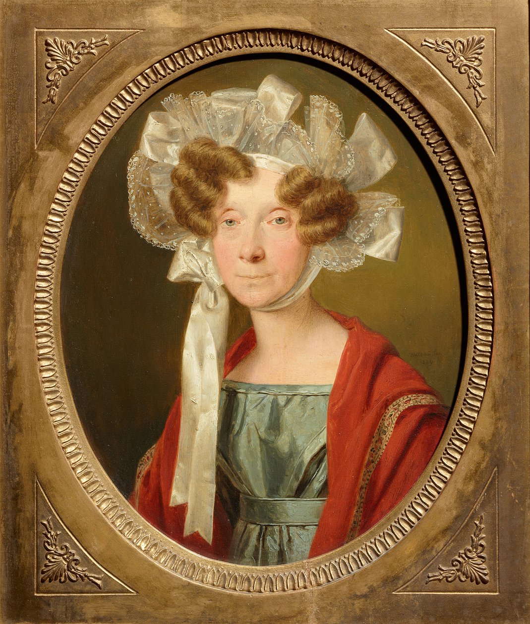 Porträt einer Dame mit Spitzenhaube von Ferdinand Georg Waldmüller