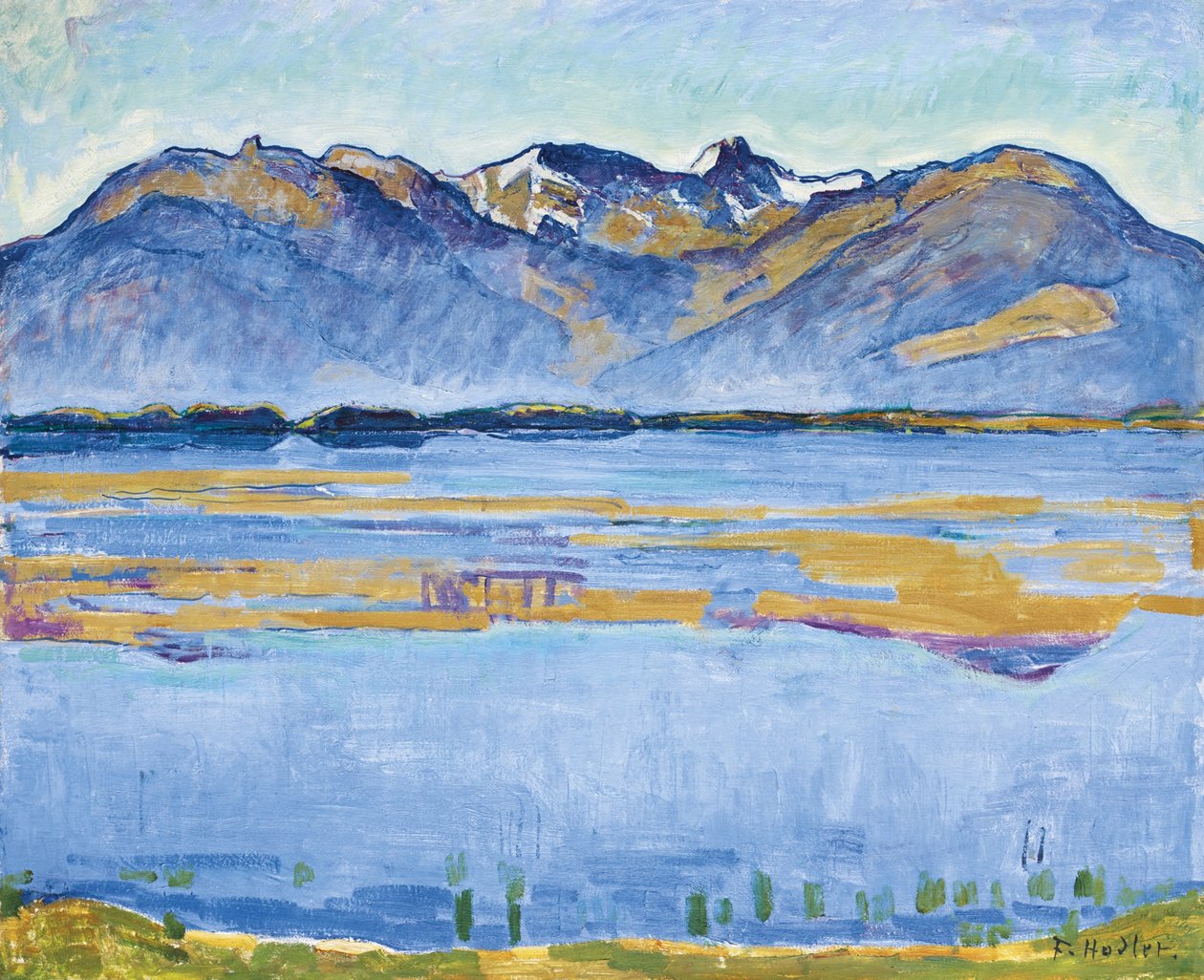Landschaft in Montana mit Becs de Bosson und Vallon de Réchy von Ferdinand Hodler