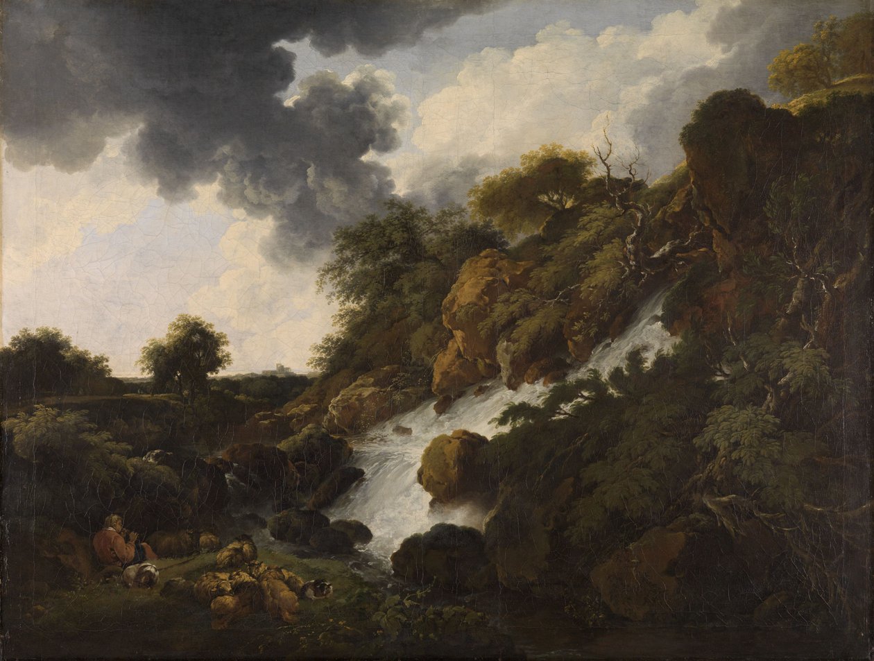Gebirgslandschaft mit Wasserfall von Ferdinand Kobell