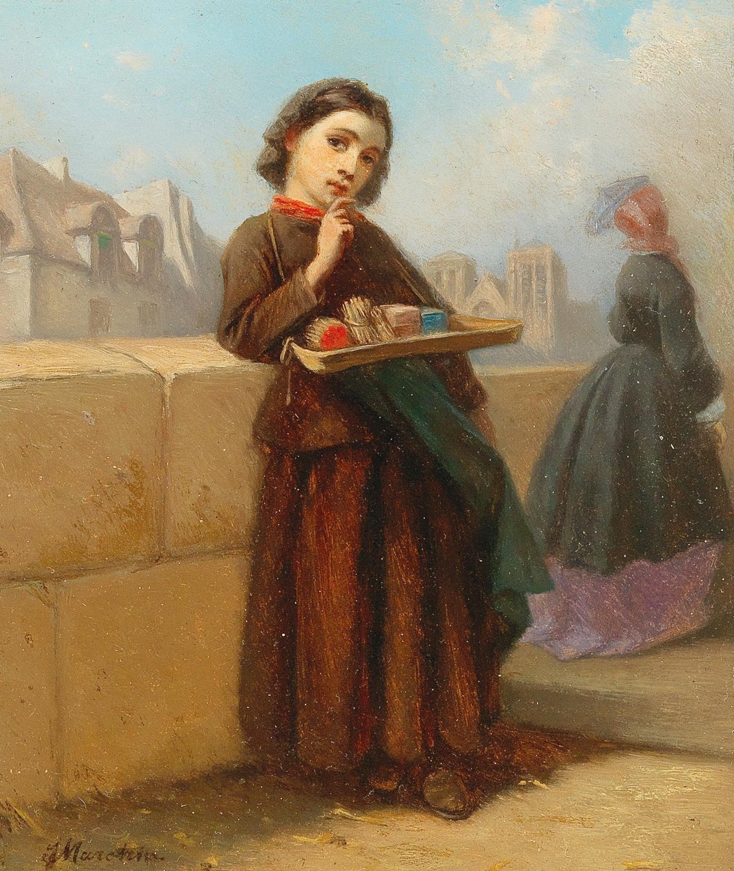 Mädchen mit Streichhölzern am Ufer der Seine von Ferdinand Marohn
