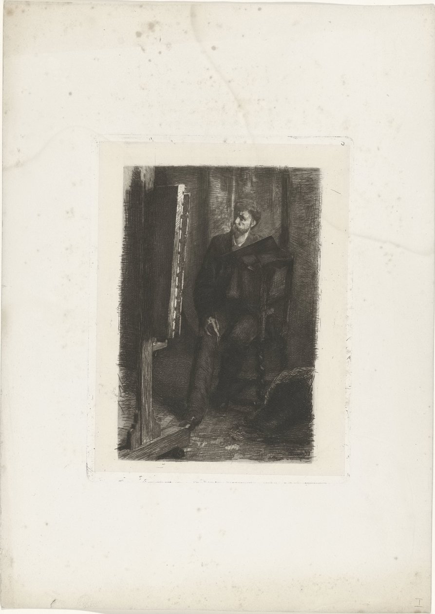 Porträt eines Künstlers hinter der Staffelei von Ferdinand Oldewelt