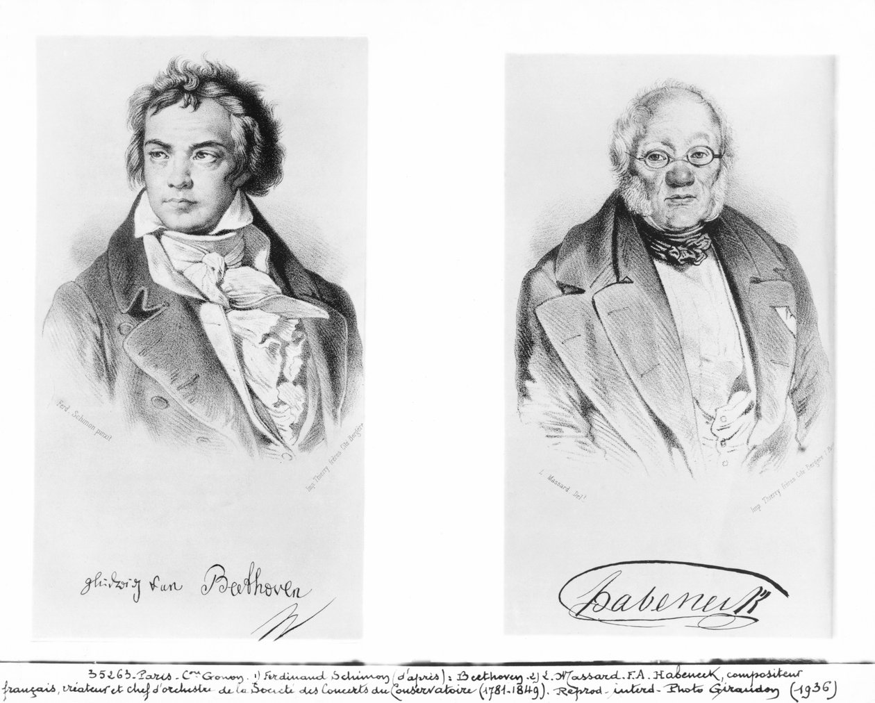 Ludwig van Beethoven (1770-1827) und Francois-Antoine Habeneck (1781-1849) von Ferdinand Schimon