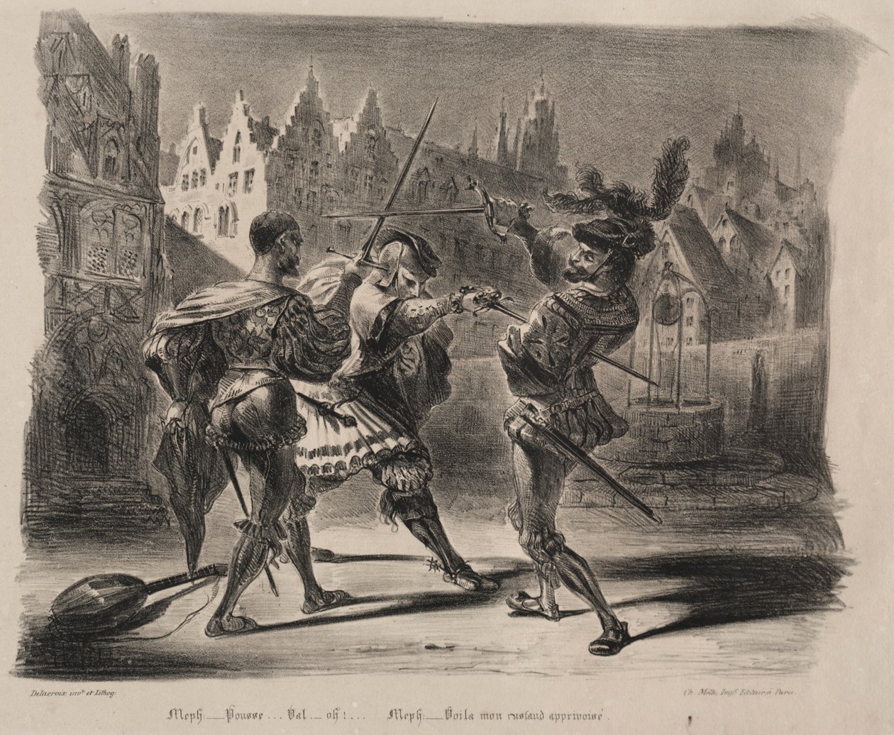 Illustrationen für Faust: Duell von Faust und Valentin, 1828 von Ferdinand Victor Eugene Delacroix
