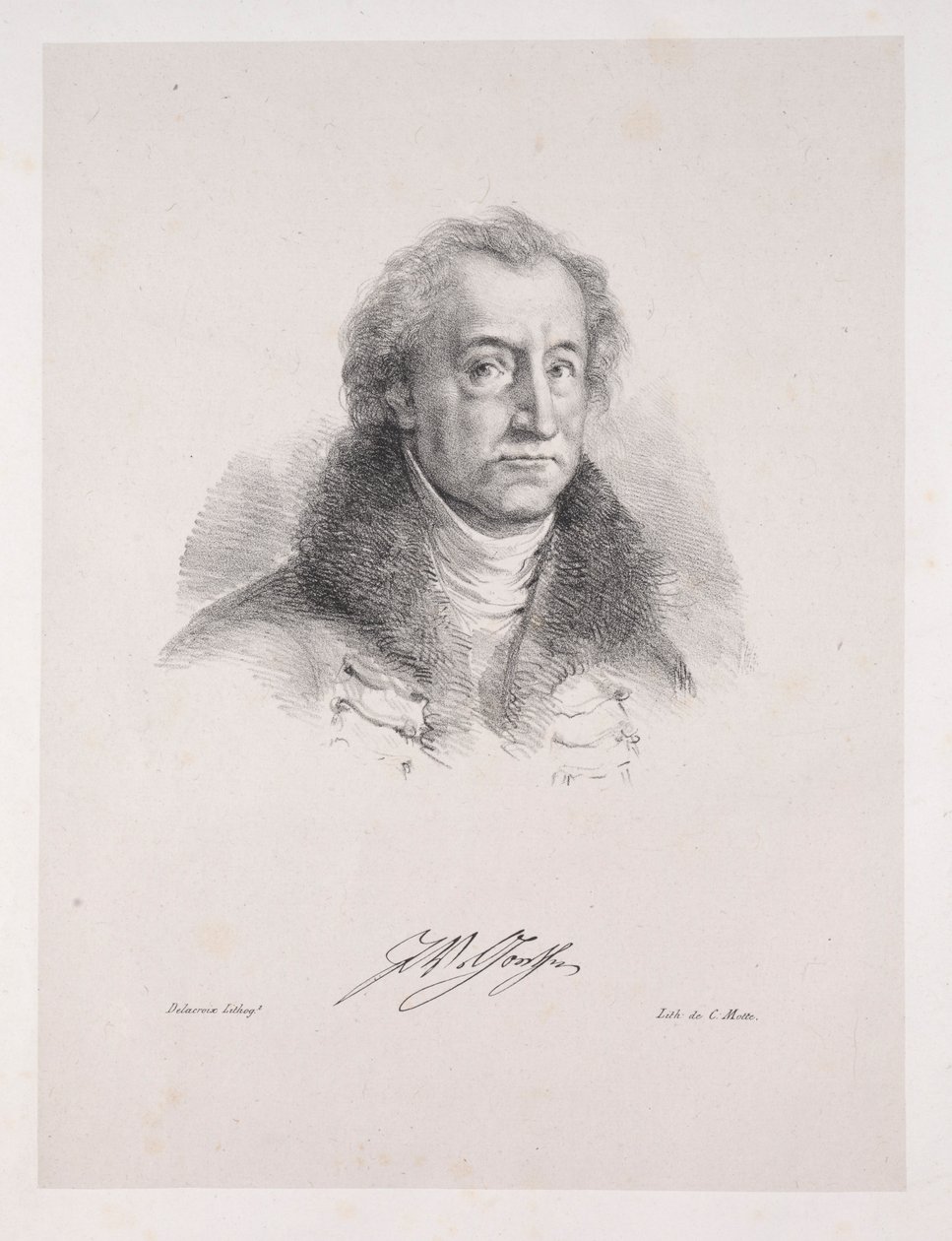 Illustrationen zu Faust: Frontispiz - Porträt von Johann Wolfgang von Goethe, 1828 von Ferdinand Victor Eugene Delacroix