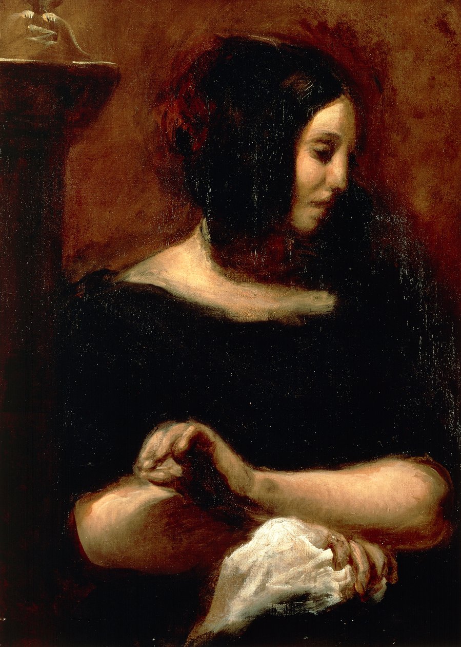 Porträt von George Sand von Ferdinand Victor Eugene Delacroix