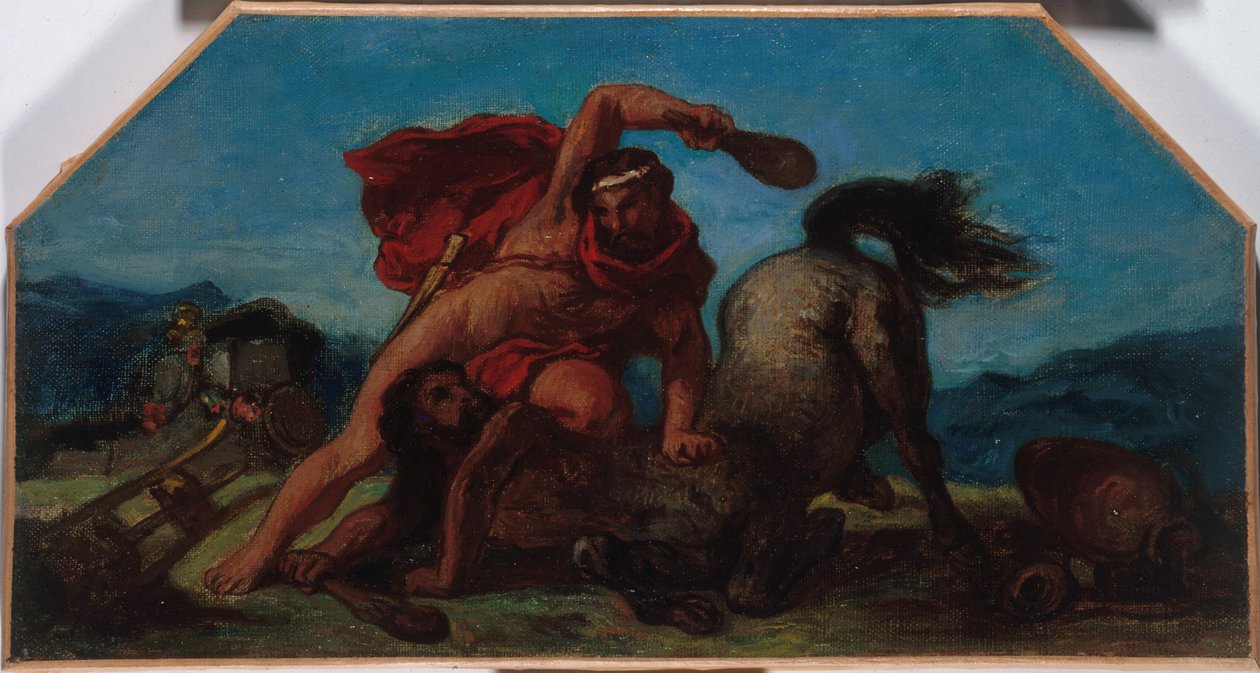 Skizze für den Salon de la Paix im Hôtel de Ville in Paris: Herkules tötet den Zentaur Nessus, zwischen 1849 und 1852 von Ferdinand Victor Eugene Delacroix