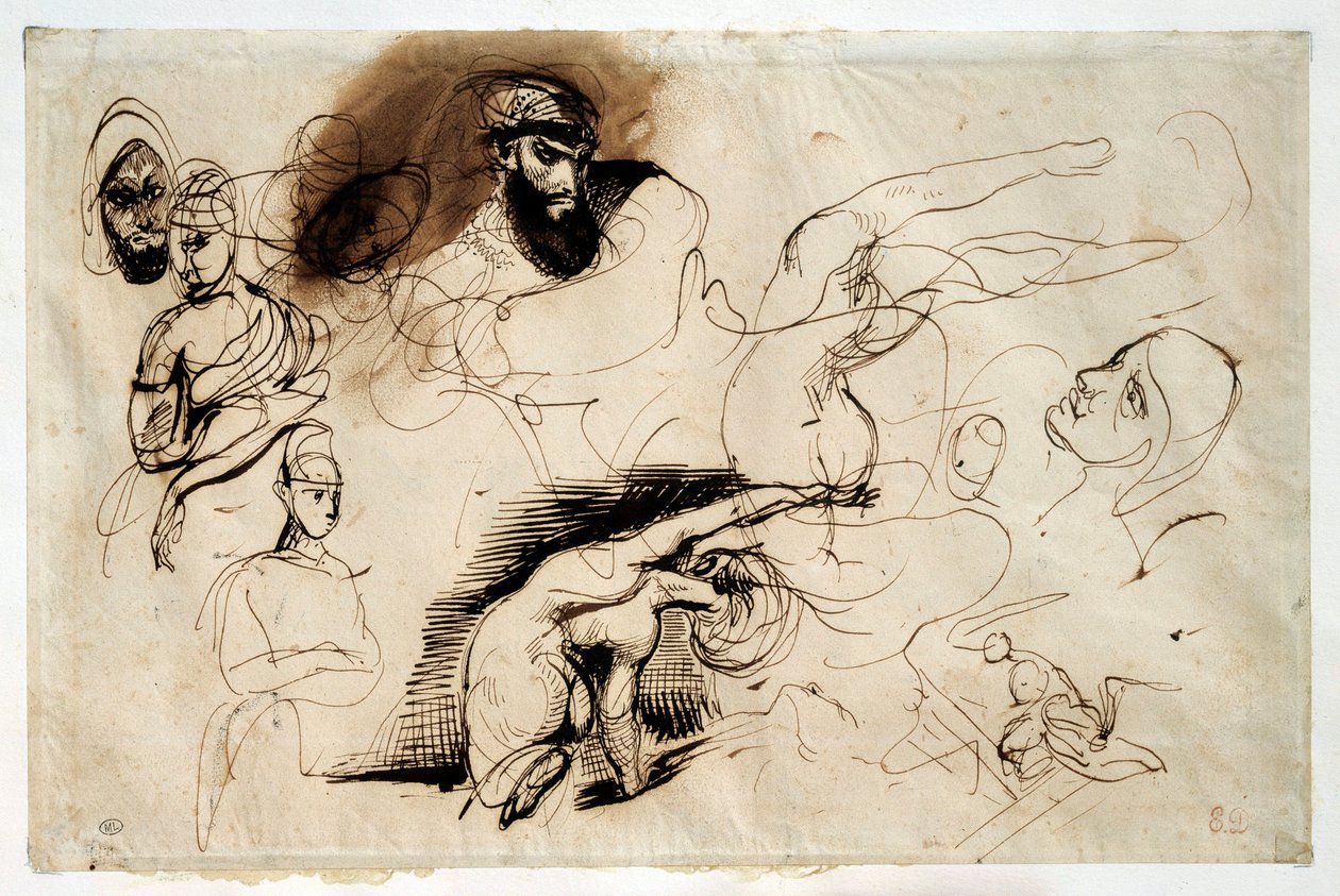 Studie für den Tod von Sardanapal. Zeichnung von Eugène Delacroix (1798-1863) von Ferdinand Victor Eugene Delacroix
