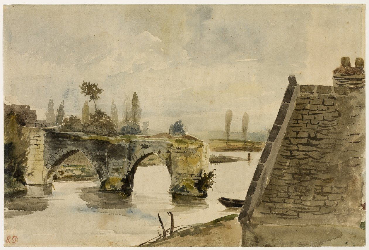 Die alte Brücke in Nantes, um 1827 von Ferdinand Victor Eugene Delacroix