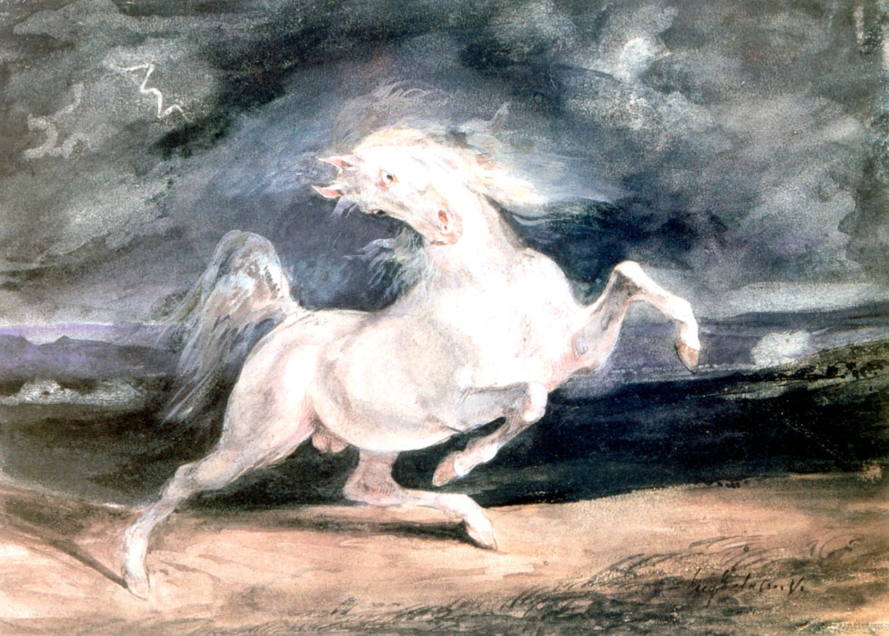 Weißes Pferd, 19. Jahrhundert von Ferdinand Victor Eugene Delacroix