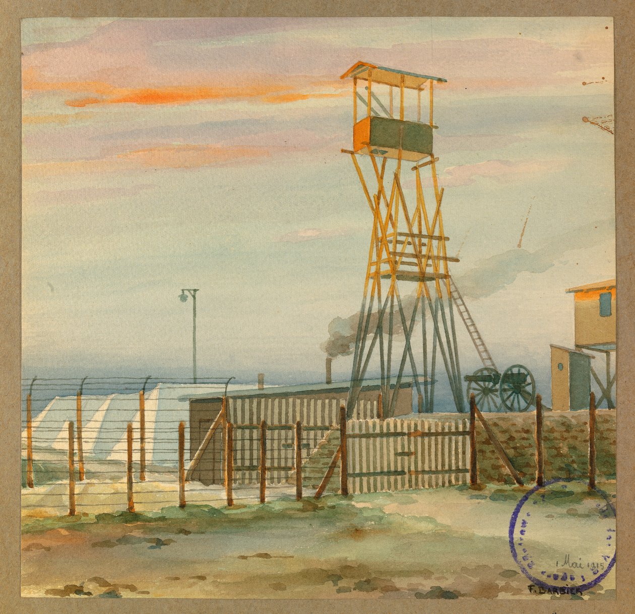Observatorium des alten Lagers mit seinen Zelten von Fernand Barbier
