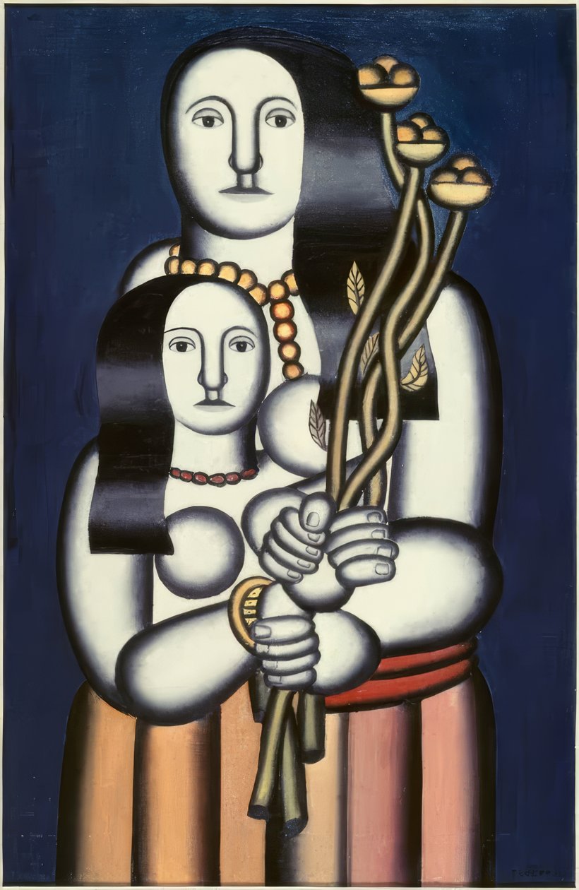 Zwei Frauen auf blauem Grund von Fernand Leger