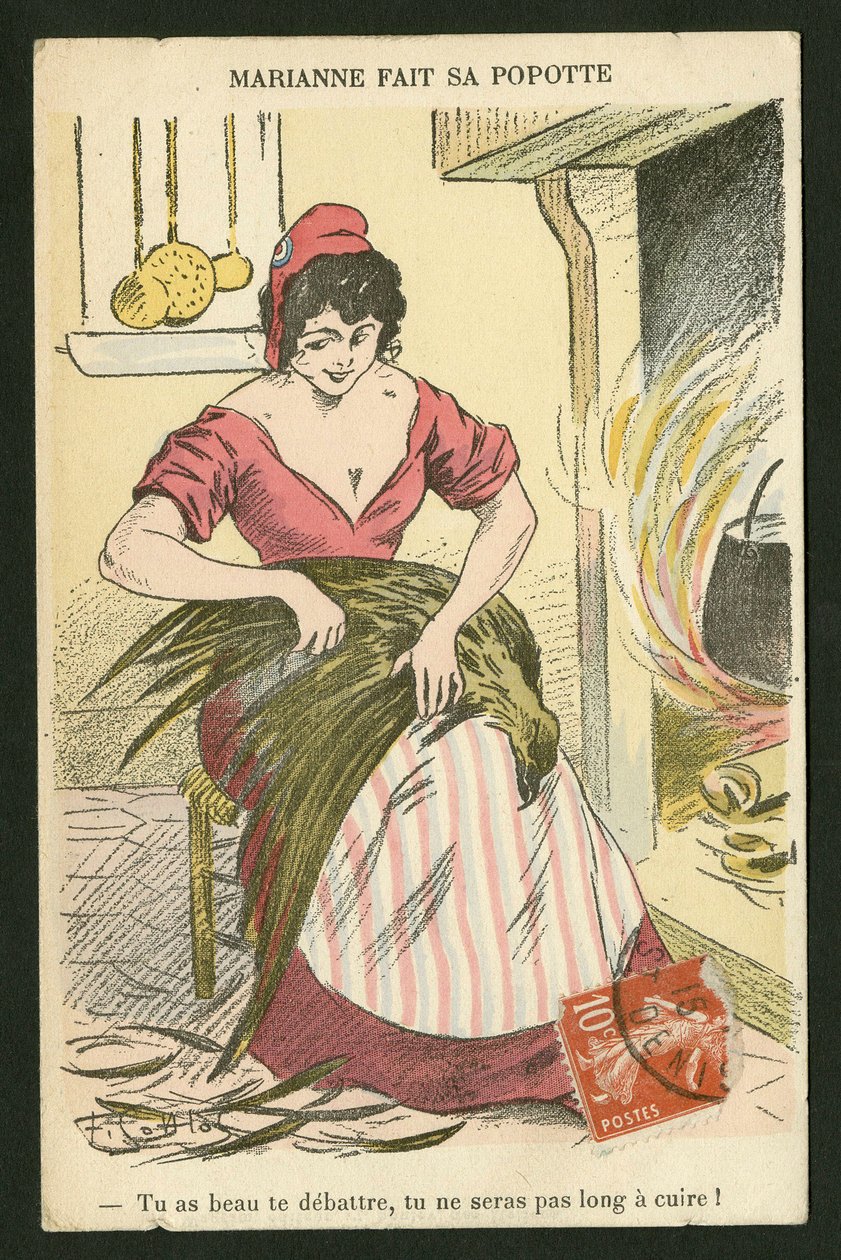 Postkarte, Satirisch in Farben von Fernand Louis Gottlob