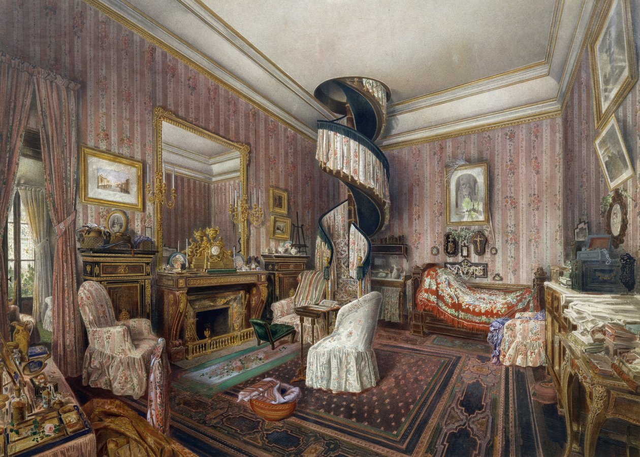 Schlafzimmer, Aquarell von Fernand Pelez de Cordova von Fernand de Cordova Pelez