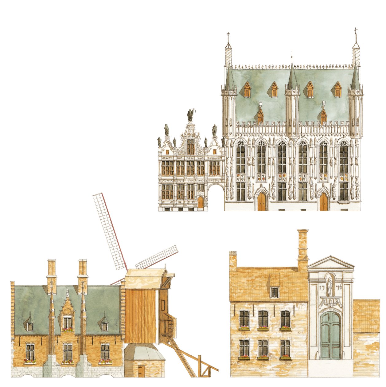 Brügge, Belgien. Rathaus und traditionelle Häuser von Fernando Aznar Cenamor