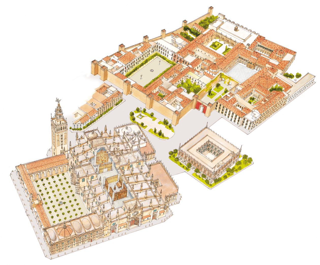 Kathedrale, Reales Alcazares, Archivo de Indias. Sevilla, Spanien von Fernando Aznar Cenamor