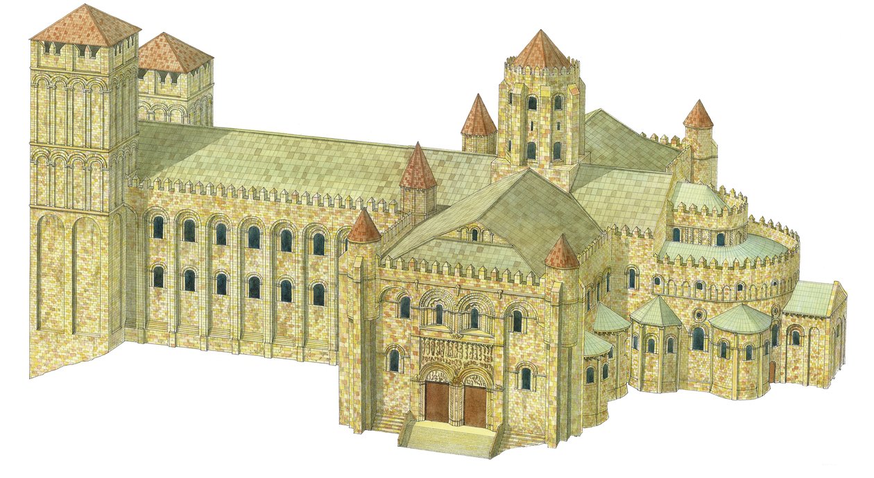 Romanische Kathedrale von Santiago de Compostela. Rekonstruktion. Spanien