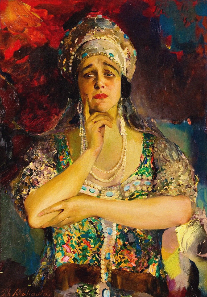 Porträt der Sängerin Nadezhda Plevitskaya, 1924 von Filipp Andreevic Maljavin