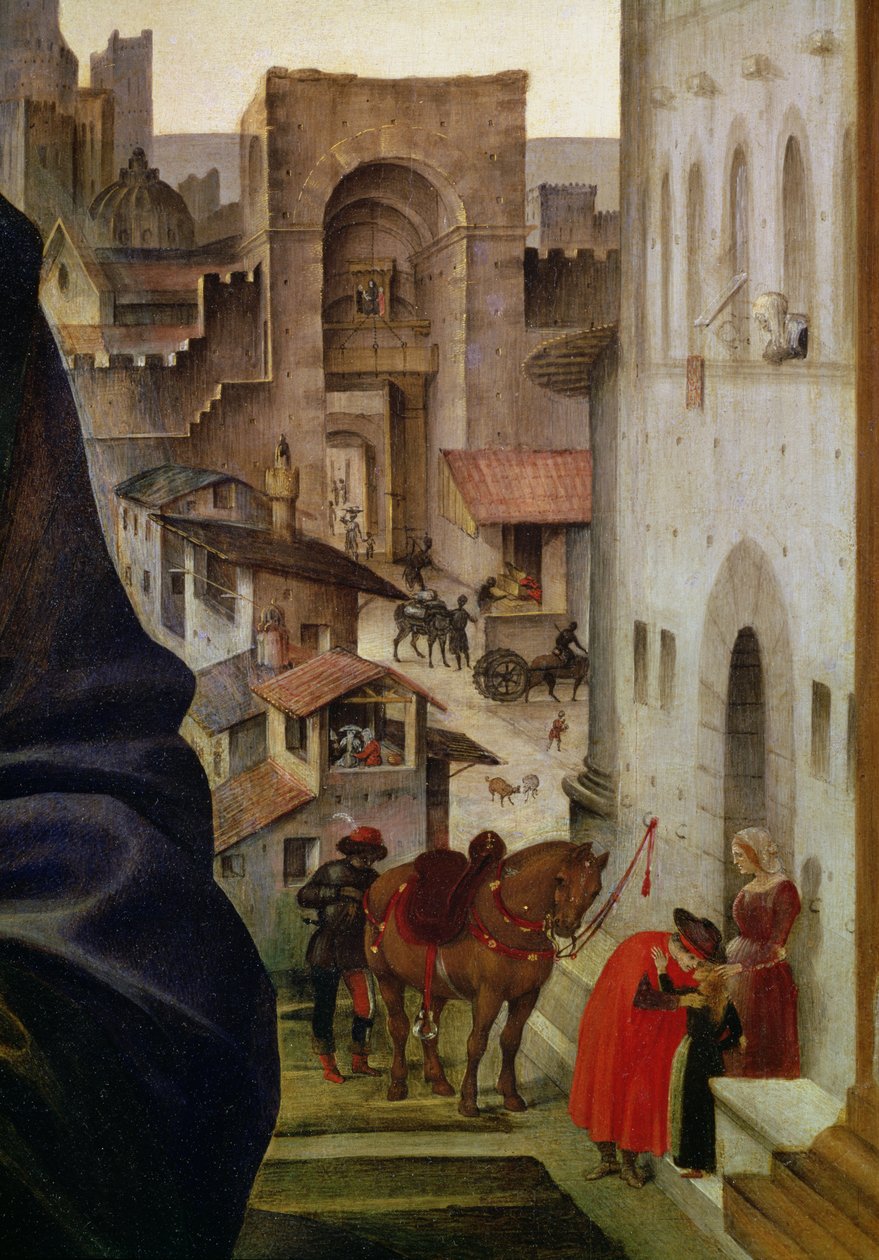 Nerli-Altarbild: San Frediano-Tor in Florenz (Detail) von Filippino Lippi