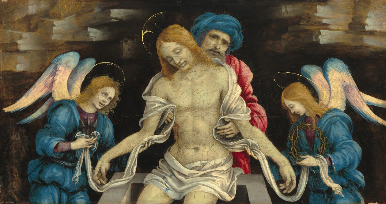 Pietà (Der tote Christus, betrauert von Nikodemus und zwei Engeln) von Filippino Lippi