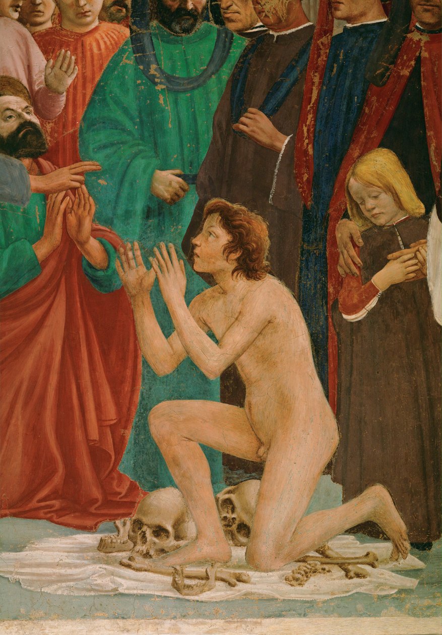Heiliger Peter erweckt den Sohn des Präfekten Teophil, seines Gefängniswärters, zum Leben (Wandmalerei) von Filippino Lippi