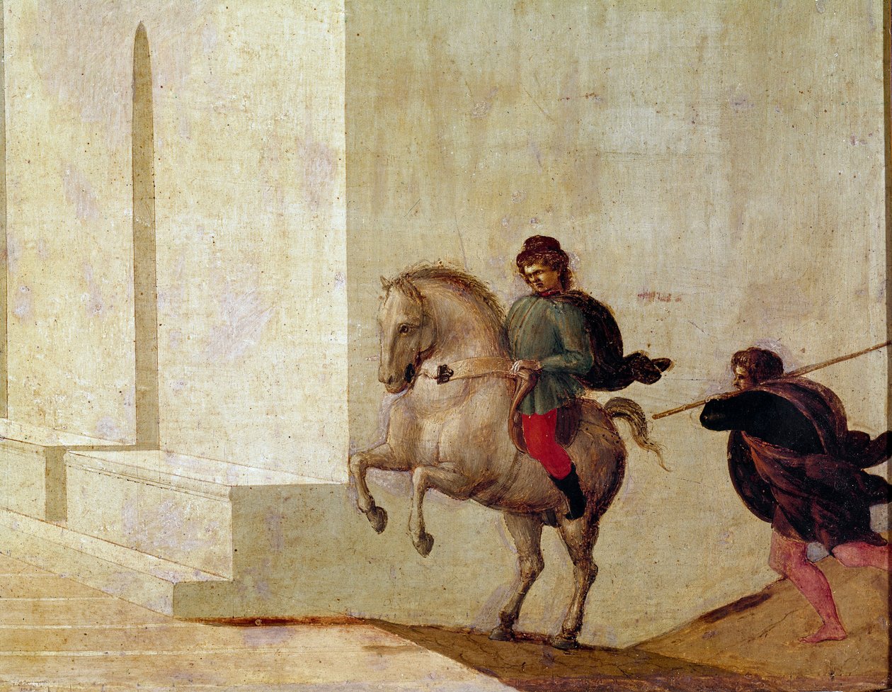 Der Tod der Lucretia, römische Dame des 6. Jahrhunderts v. Chr., nach der Gewalt von Sextus Tarquinius. Tarquinius wird aus Rom vertrieben und wird hier von Lucretias Verwandten bedroht (ihrem Vater und Ehemann) von Filippino Lippi