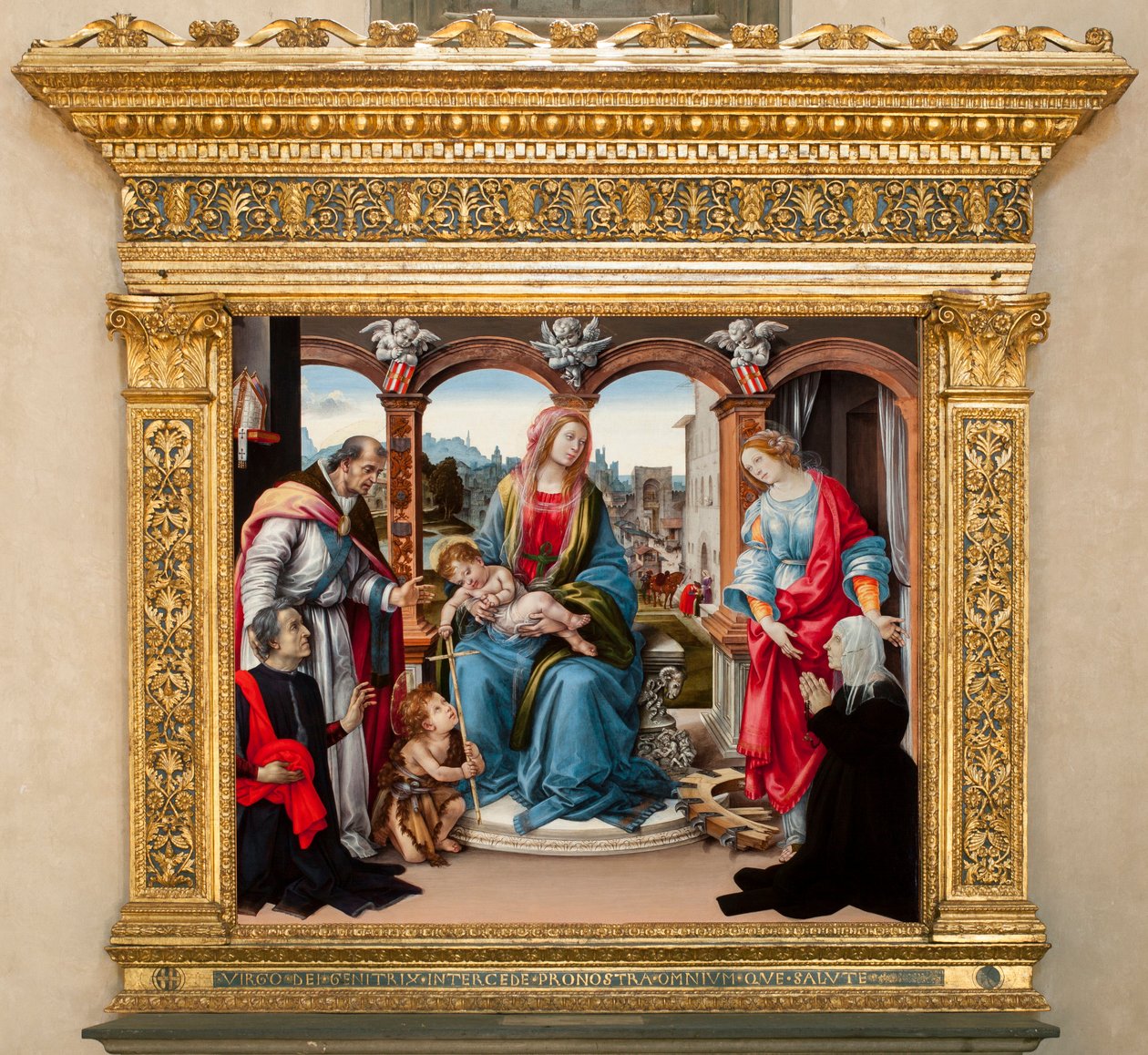 Jungfrau mit Kind und Johannes dem Täufer, St. Martin und St. Katharina von Alexandria. Nerli-Altarbild von Filippino Lippi