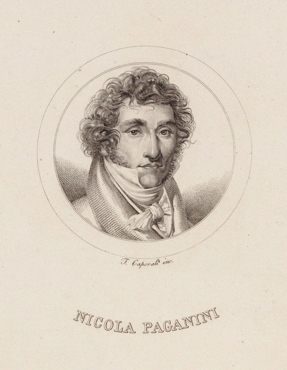 Porträt von Niccolò Paganini 1782-1840, 1840 von Filippo Caporali